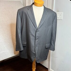 Holland & Sherry London Mens Blazer‎ Jacket Gray Pinstripe 53 Chest 51 Waist